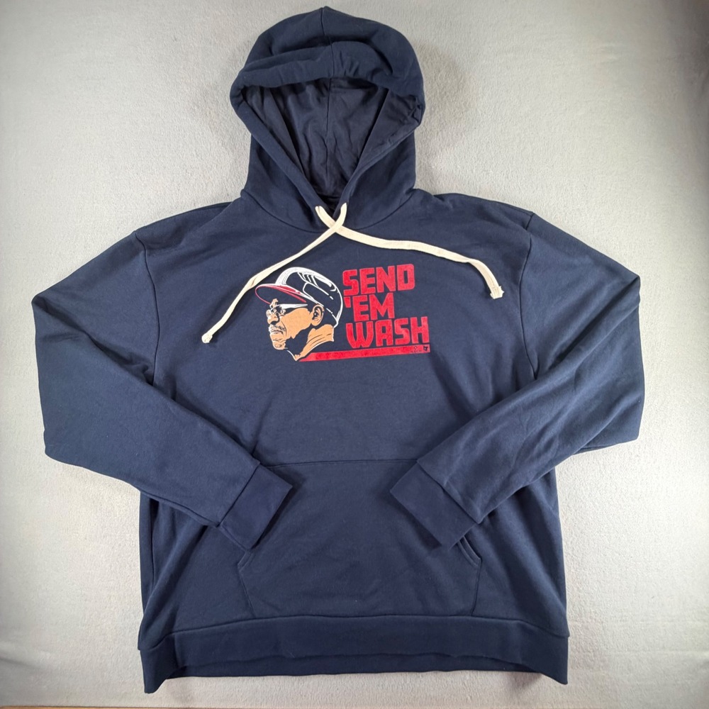 BreakingT MLB Ron Washington Send 'Em Wash Graphic Hoodie Navy Blue Mens XXL